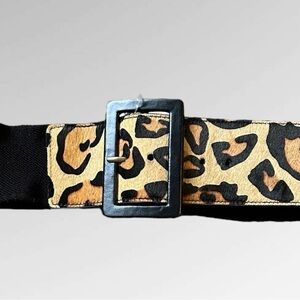 Another Line, Inc. Animal Print/ Black, Wide Stretch Belt. Size: Medium